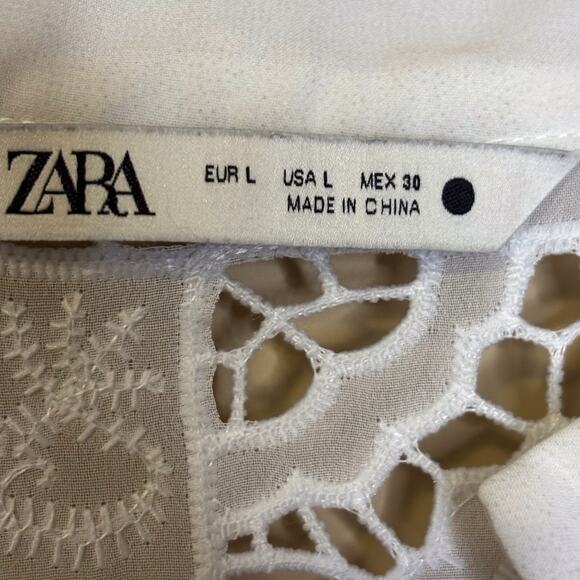 Zara White eyelet embroidered lace with white trim tunic size large - Picture 2 of 4